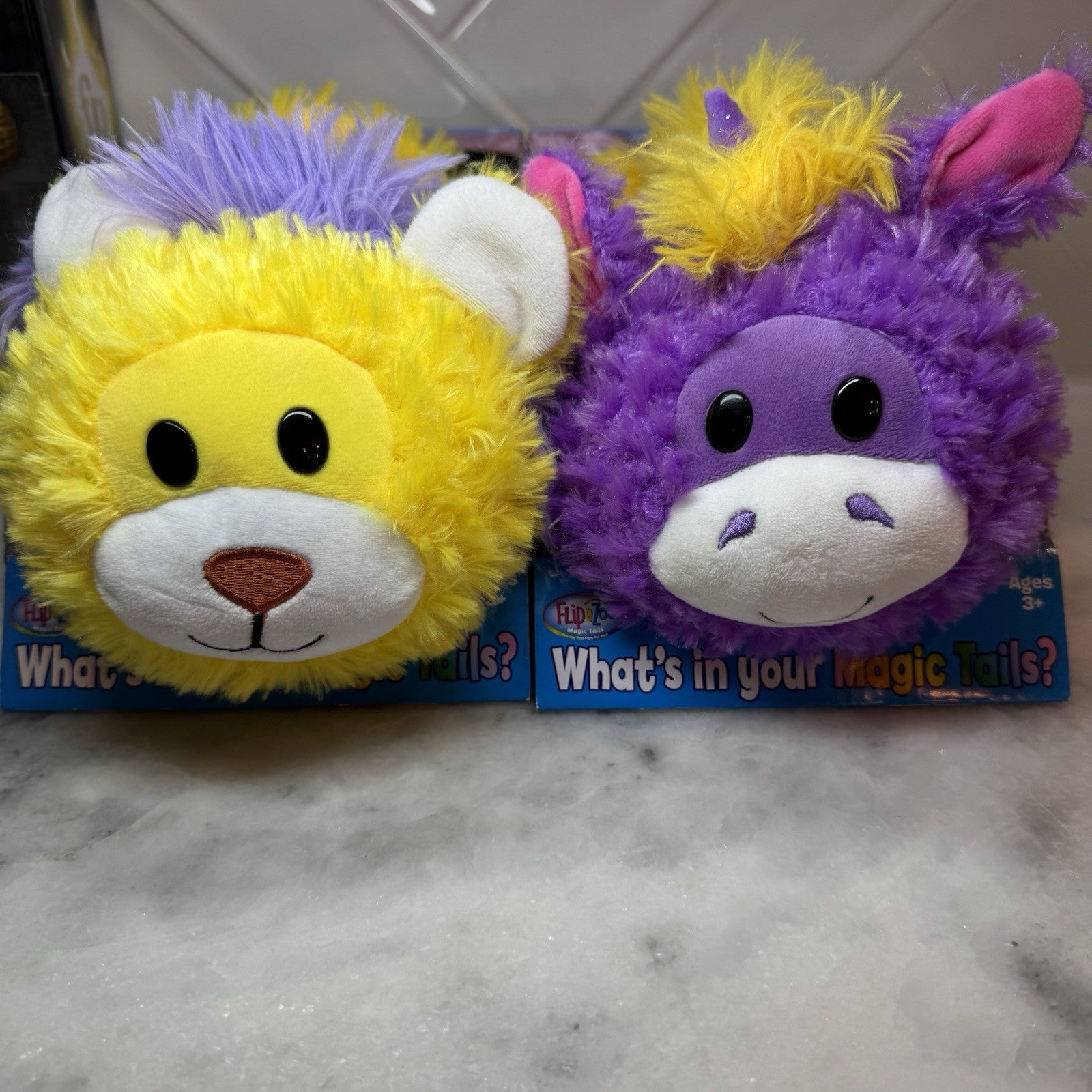 FlipaZoo Magic Tails 2-in-1 Animal Plush Lion Unicorn, Flippable Dolls, Lot of 2