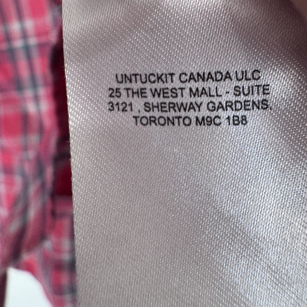 UNTUCKit Men’s XL Slim Fit Plaid Button Down Shirt Red Gray Cotton