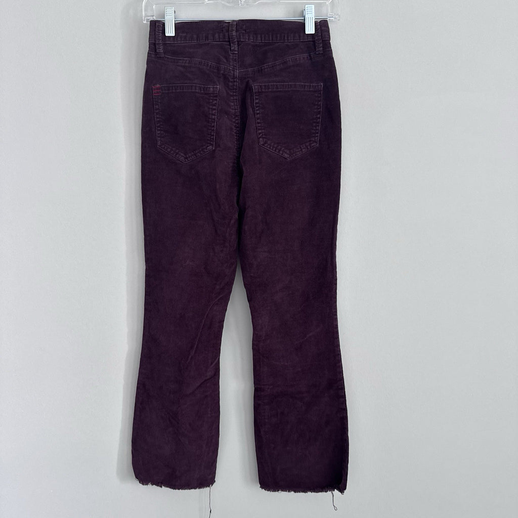 BDG Corduroy Flare Pants 26 Plum High Rise Y2K Raw Hem 90s