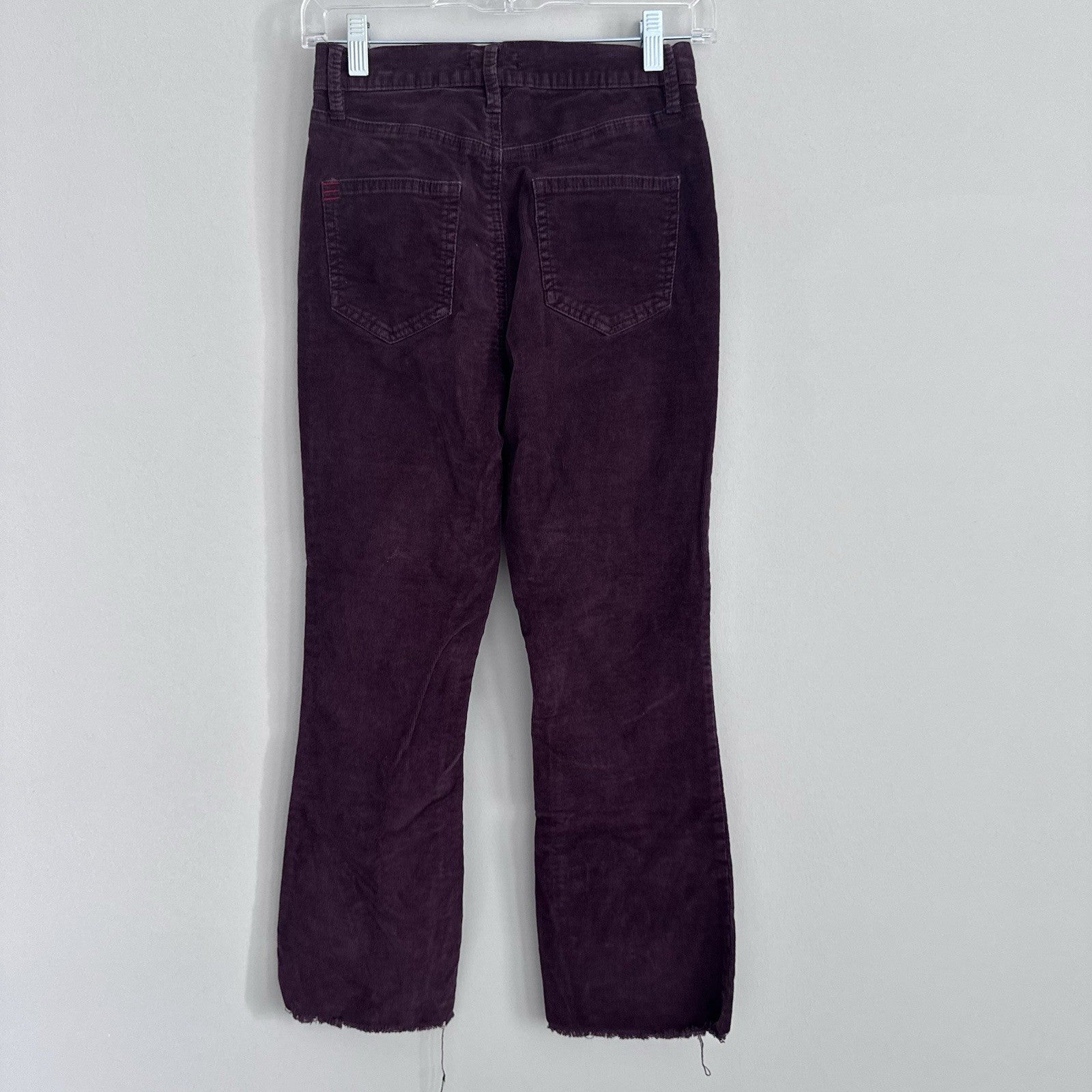 BDG Corduroy Flare Pants 26 Plum High Rise Y2K Raw Hem 90s