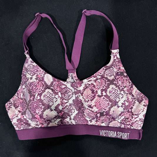 Victoria Sport Bra 32B Pink Purple Snakeskin Racerback Medium Support Activewear