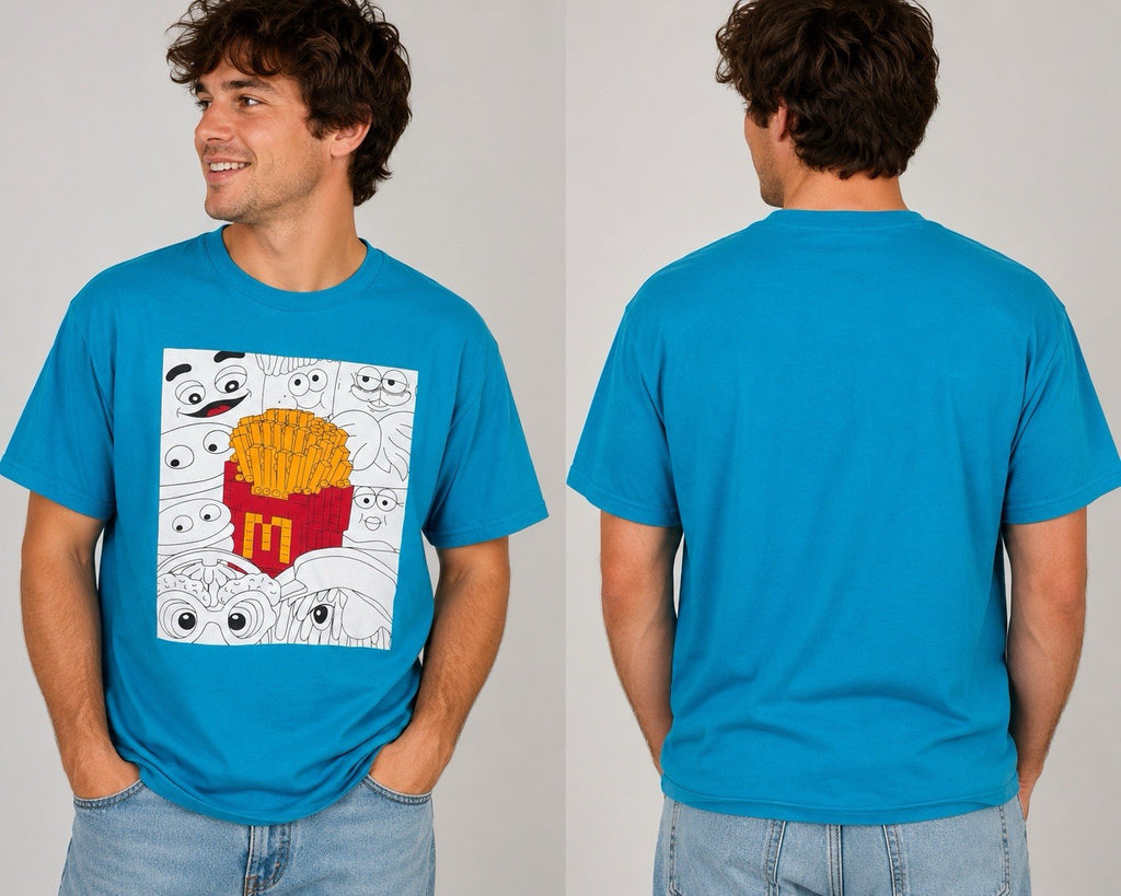 McDonald’s Fries Graphic T-Shirt Mens Large Blue Fast Food Character Authentic