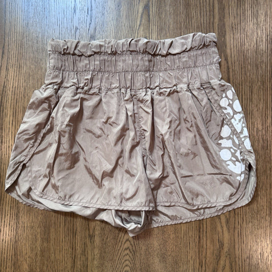 FP Movement Athletic Shorts XL Taupe Brown Abstract Print Lined High Waist