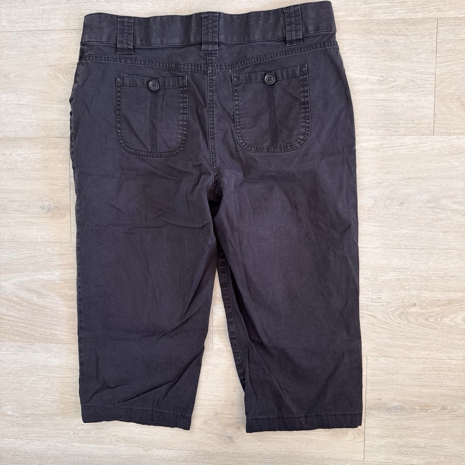Kim Rogers Womens Black Capri Pants Size 10 Stretch Cotton Cropped