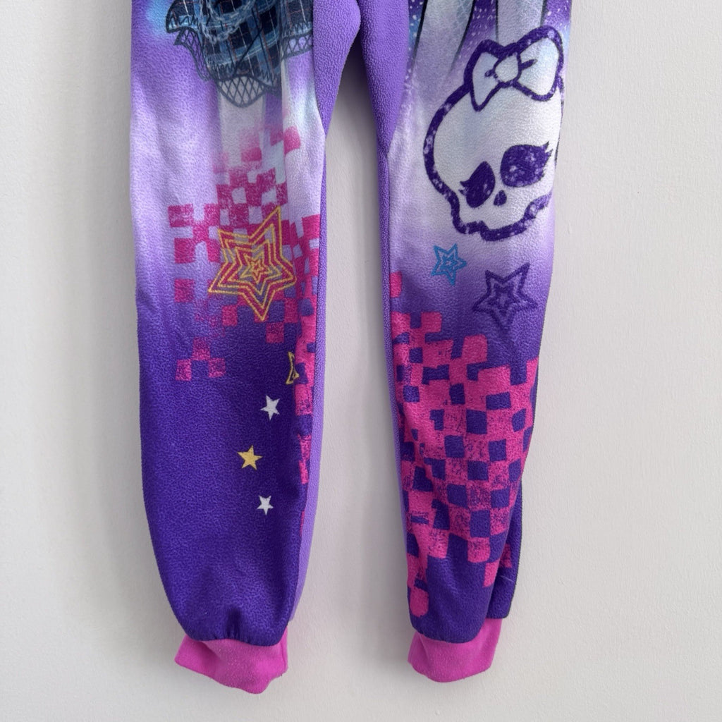 Girls Monster High Fleece One Piece Pajamas Size 10/12 Purple