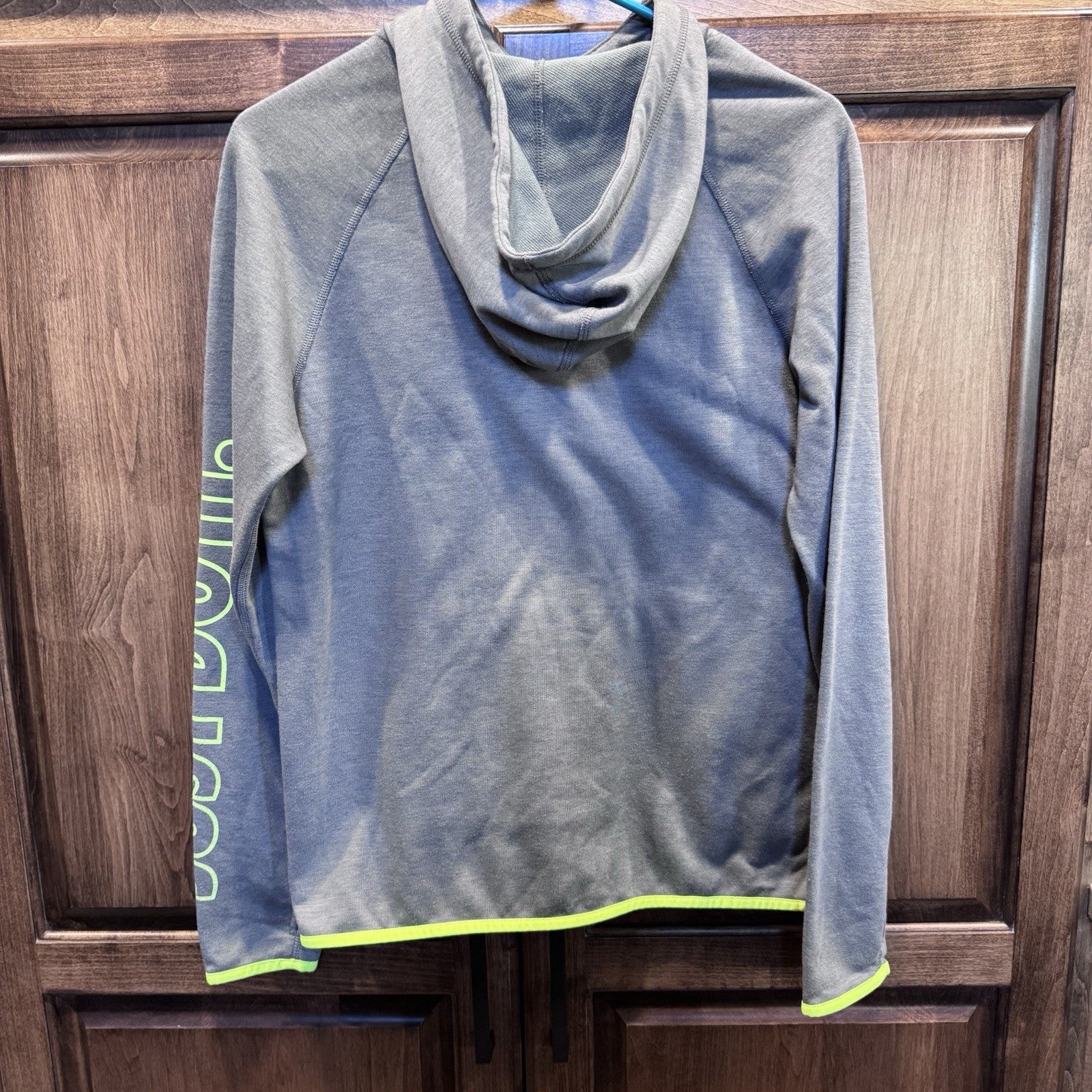 Nike Just Do It Hoodie Size Small Gray Neon Green Pullover Long Sleeve Athletic
