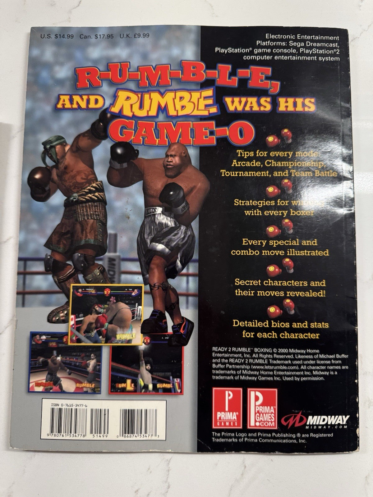 Vintage Ready 2 Rumble Boxing Round 2 Official Strategy Guide Prima Rare