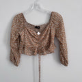Endless Blu Lauria Top M Smocked Floral Crop Y2K Boho NWT