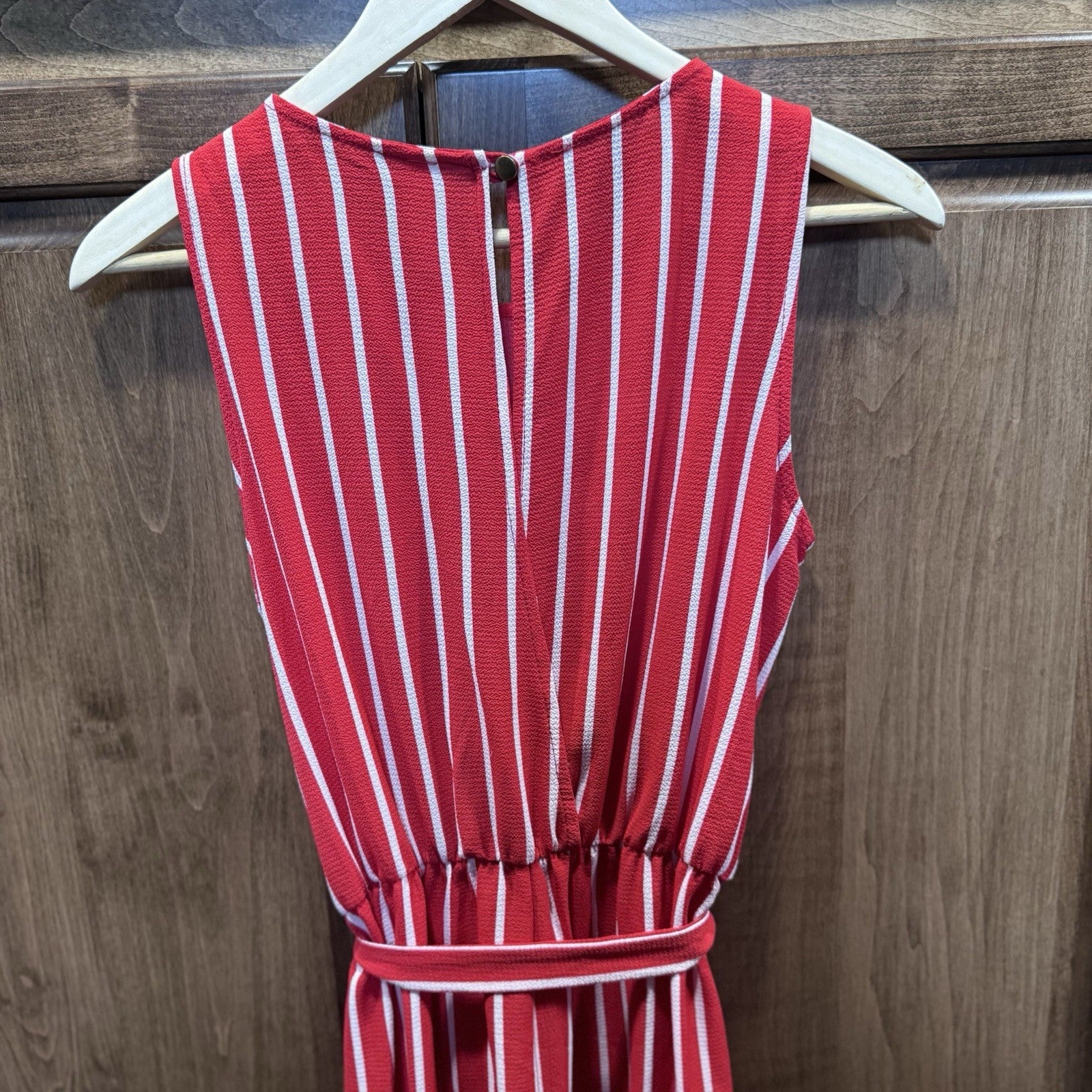 Peppermint USA Red White Striped Sleeveless Jumpsuit Women’s Small 