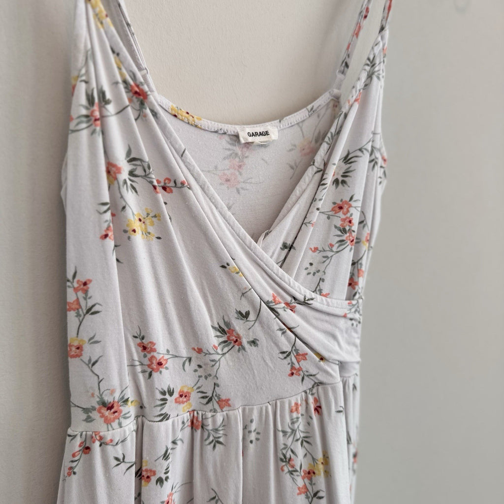 Garage Juniors Size XS White Black Floral Print Sleeveless Wrap Front Romper