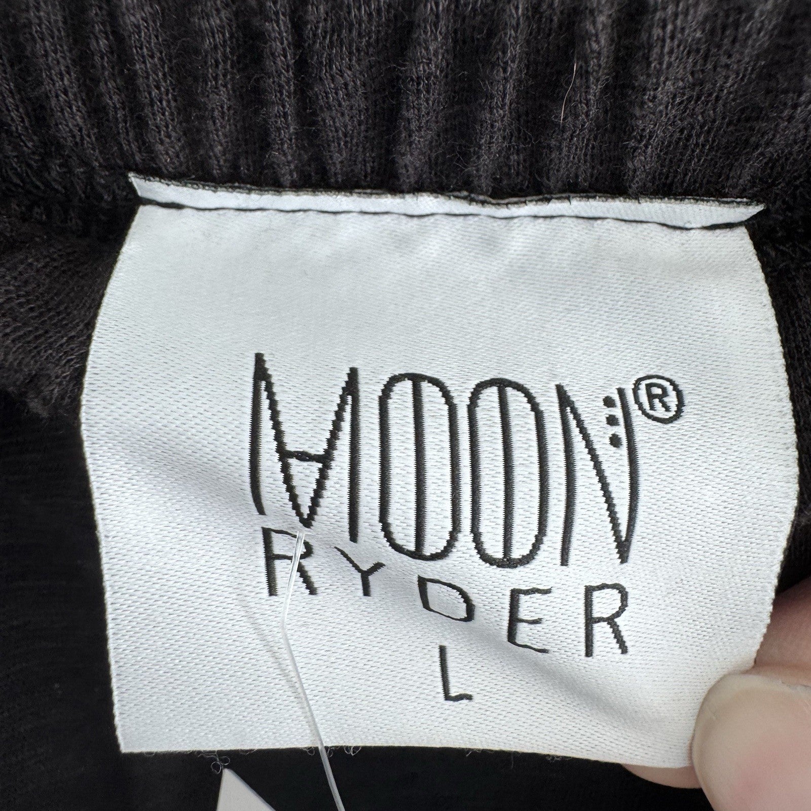 Moon Ryder Strapless Wide Leg Jumpsuit L Black Tie Waist USA Y2K