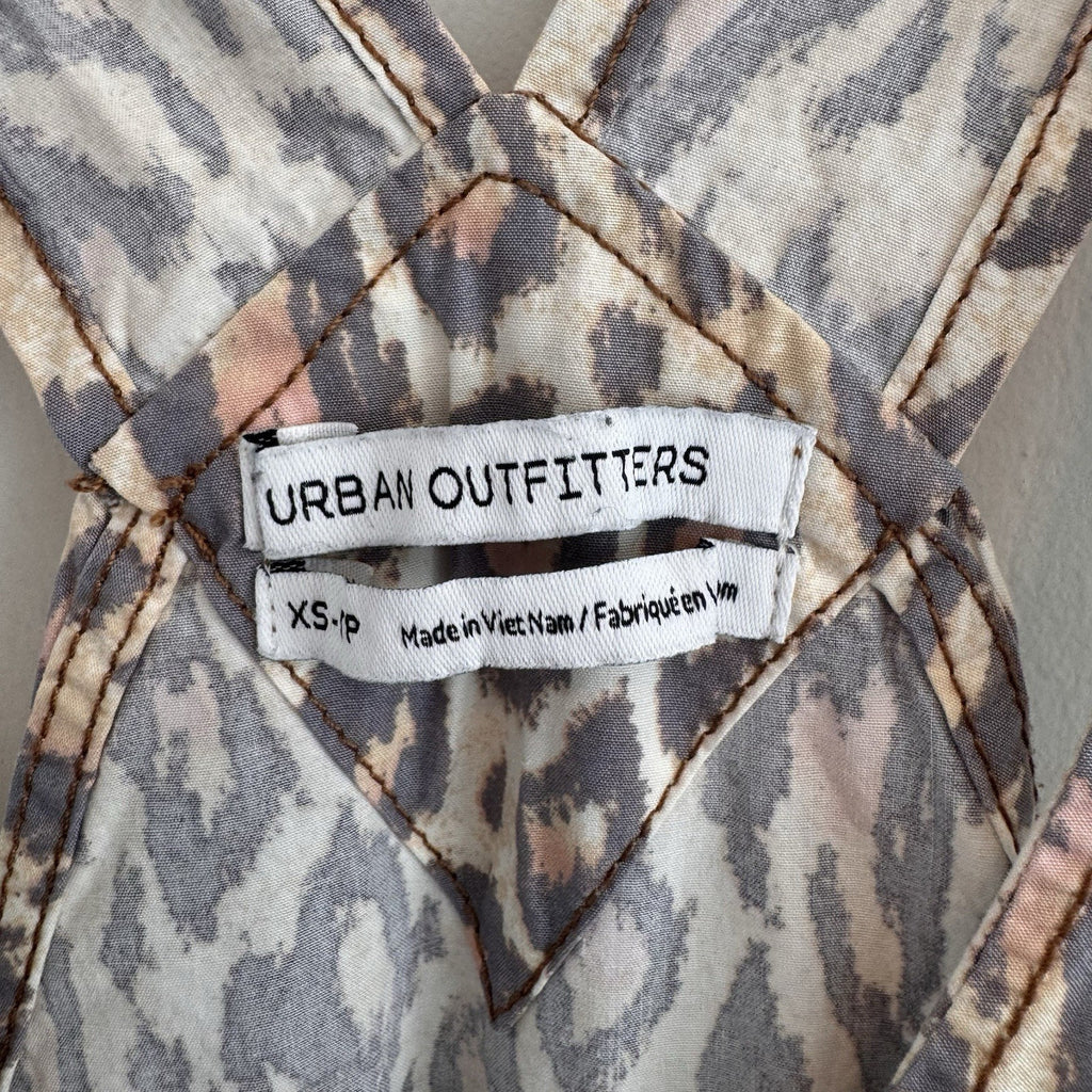 Urban Outfitters Leopard Print Overalls XS Canvas Carpenter Jumpsuit Y2K Street