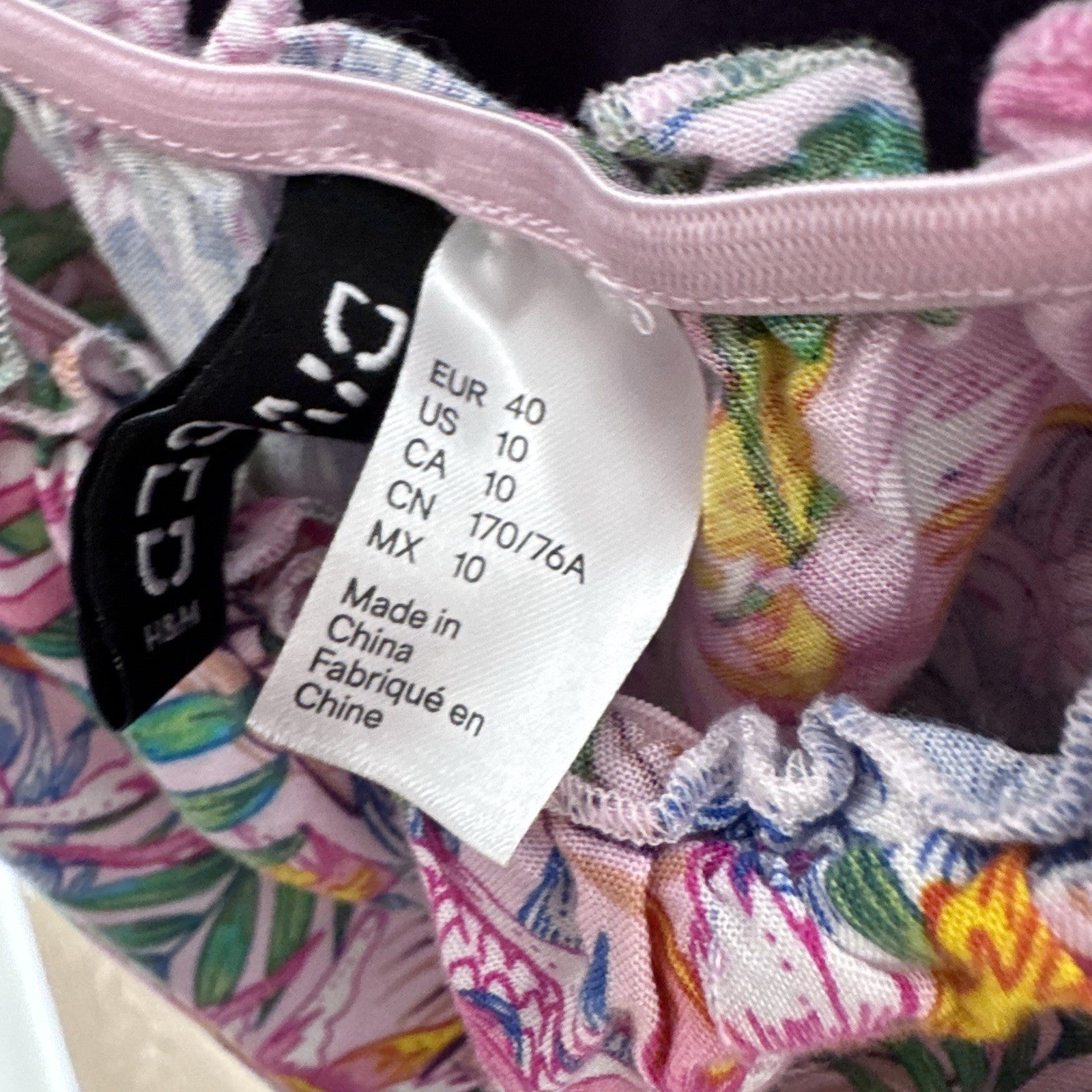 H&M Pink Tropical Floral Sundress Size 10 Sleeveless Summer Vacay Dress Viscose