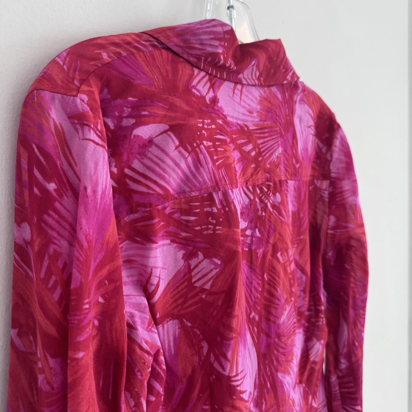 INC Jungle Print Blouse Size 6 Pink Sheer Button Front NWT