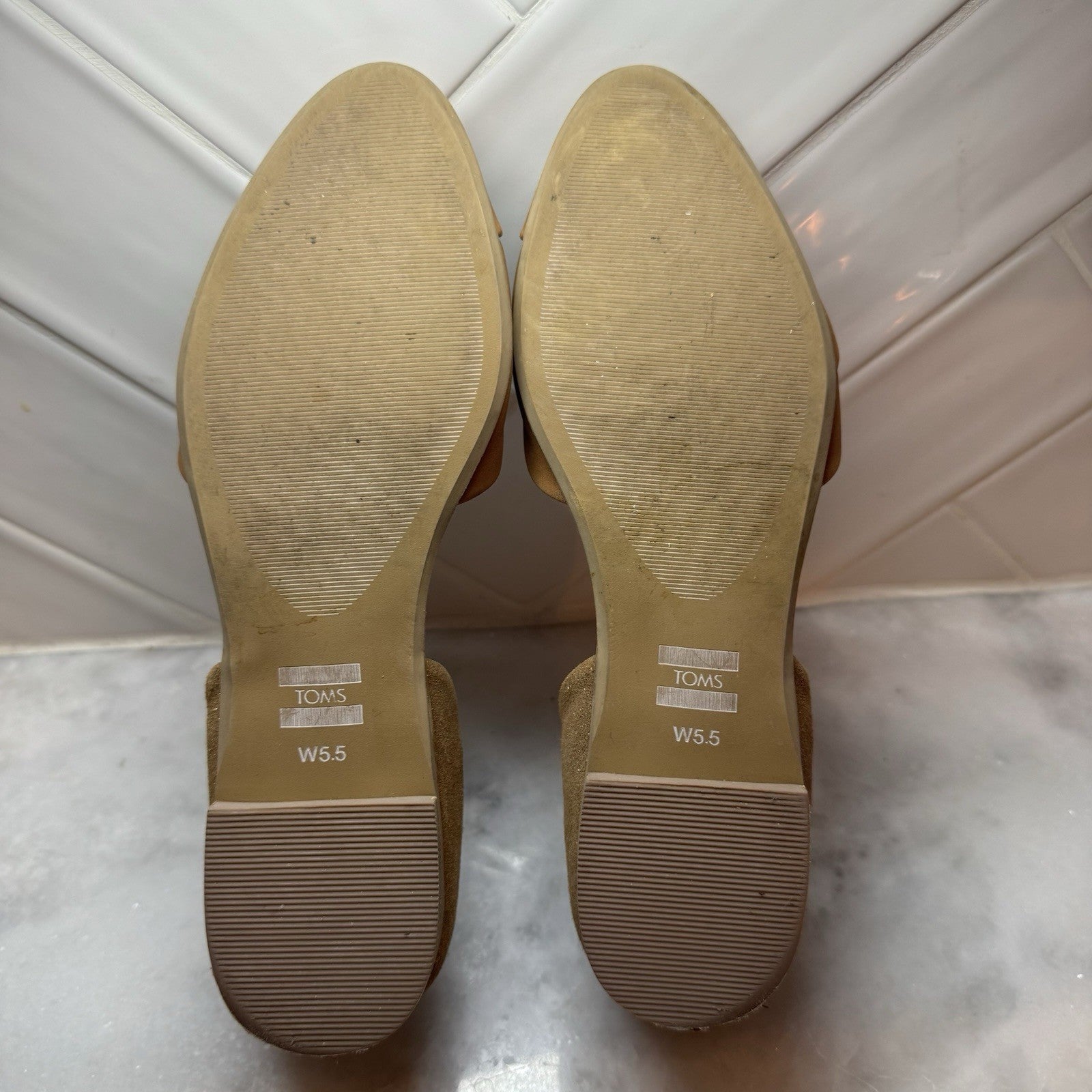 TOMS D’Orsay Flats Women’s 5.5 Tan Cognac Gold Slip On Shoes