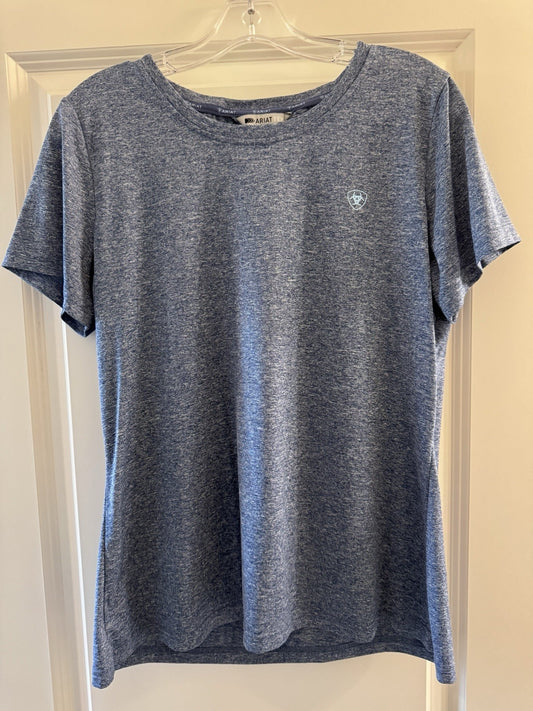 AriatTEK Women’s Blue Heathered Tech Tee Size M Back Keyhole Workout Shirt