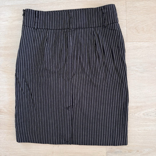 Apostrophe Stretch Pinstripe Pencil Skirt Size 10 Black White Women’s