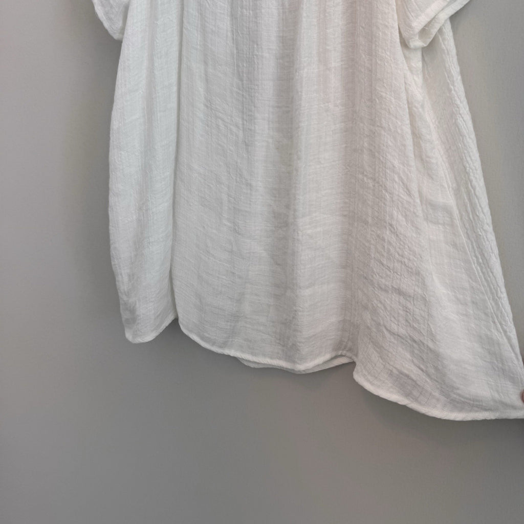 Blu Pepper Women’s Medium White Gauze Flutter Sleeve Square Neck Blouse NEW