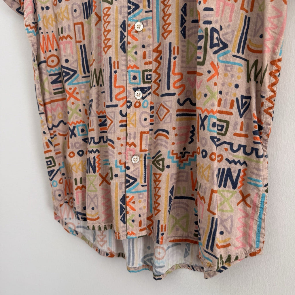 NWT Chubbies Mens S Friday Shirt Retro Geometric Short Sleeve Button Down