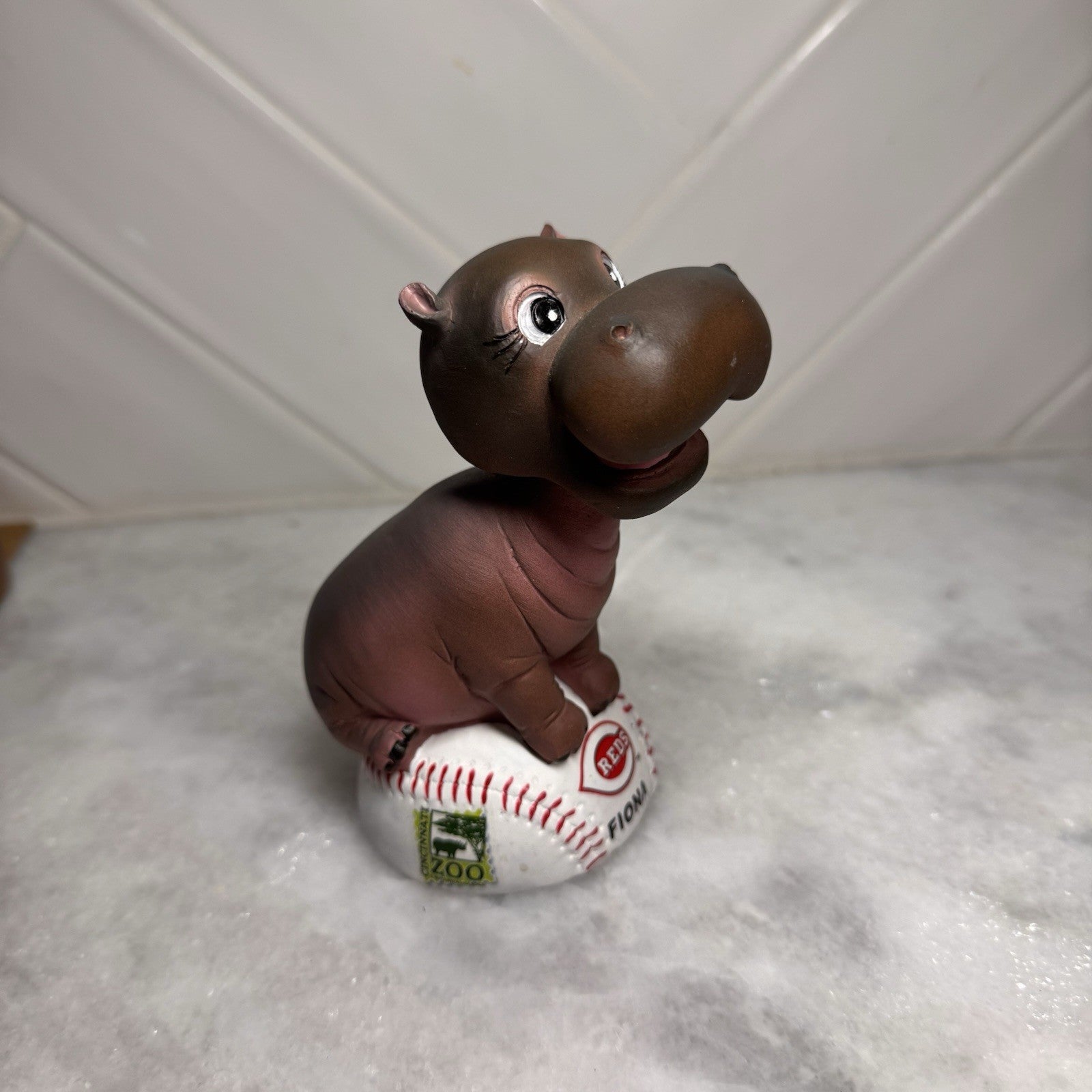 Cincinnati Reds Fiona Hippo Figurine Zoo Souvenir Baseball Resin