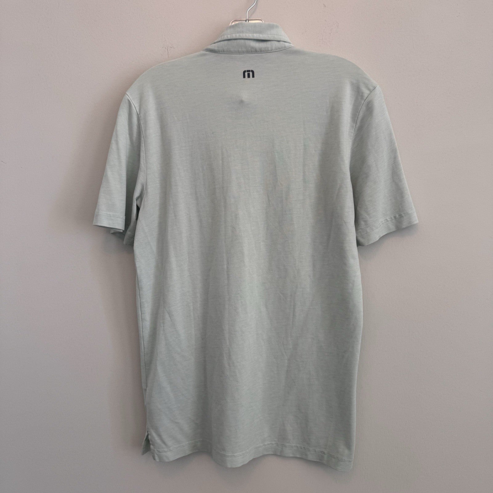 Travis Mathew Men's Small S Polo Shirt Light Blue Heathered Striped Golf