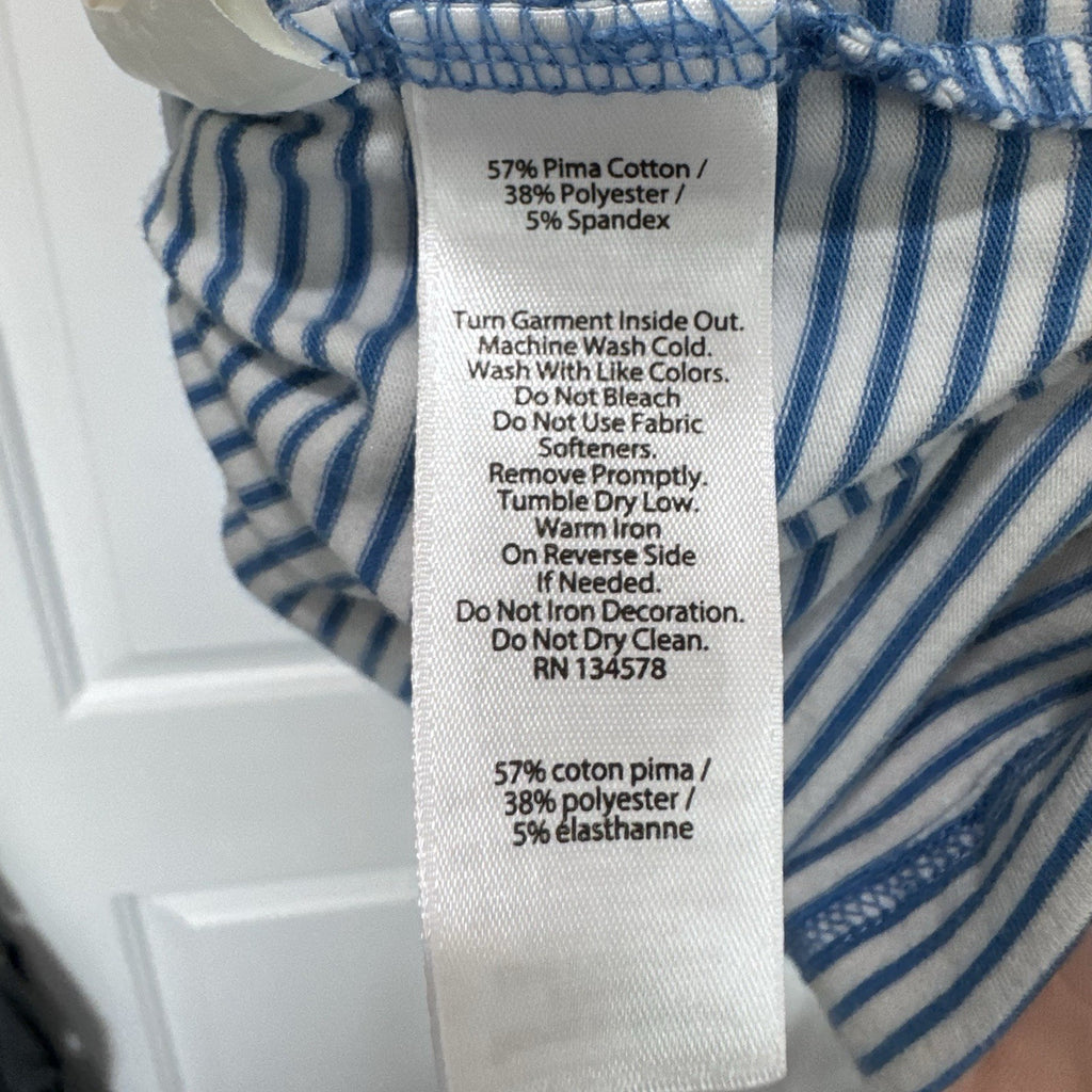 Vineyard Vines Edgartown Polo 2XL Blue White Striped Pima Cotton Stretch Shirt