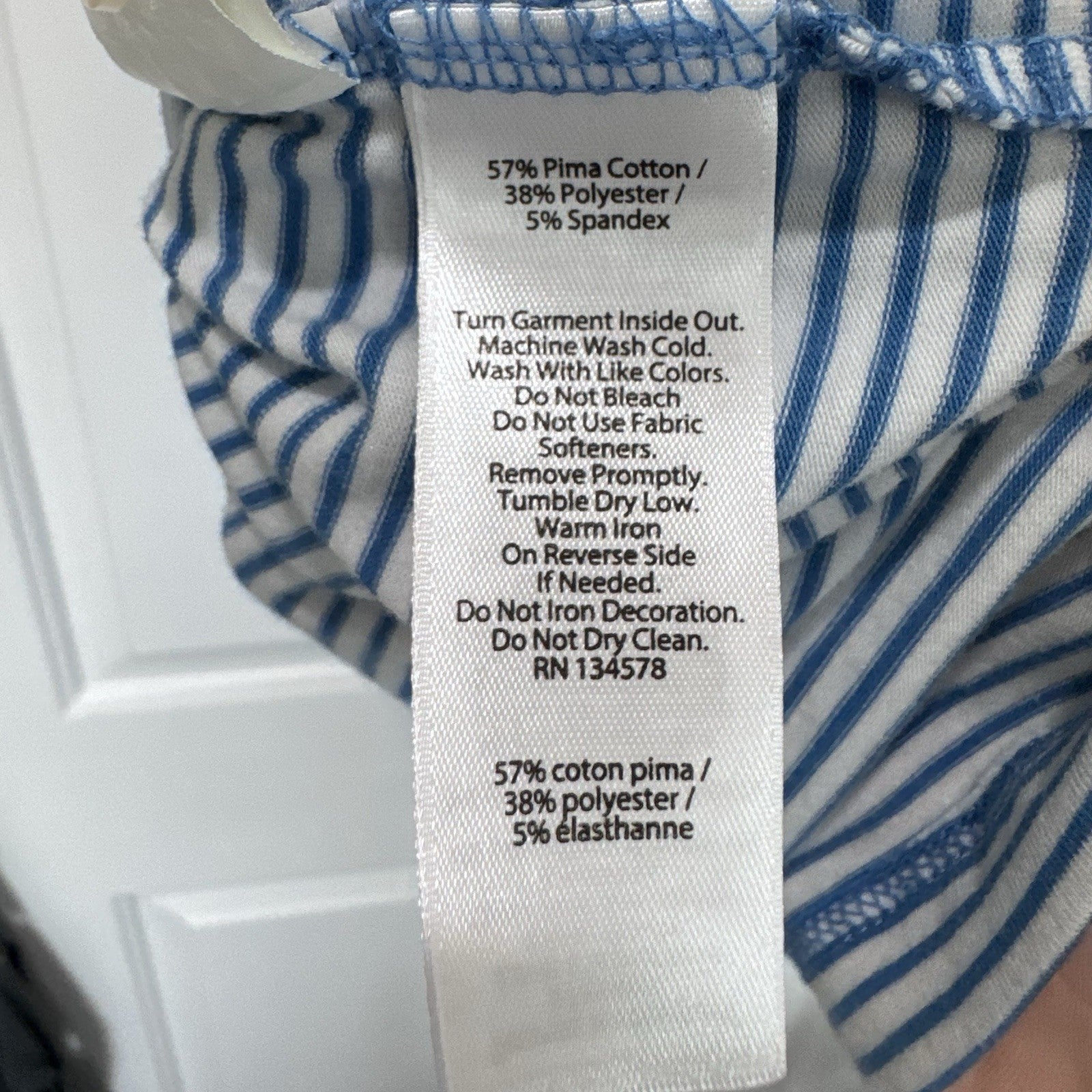Vineyard Vines Edgartown Polo 2XL Blue White Striped Pima Cotton Stretch Shirt