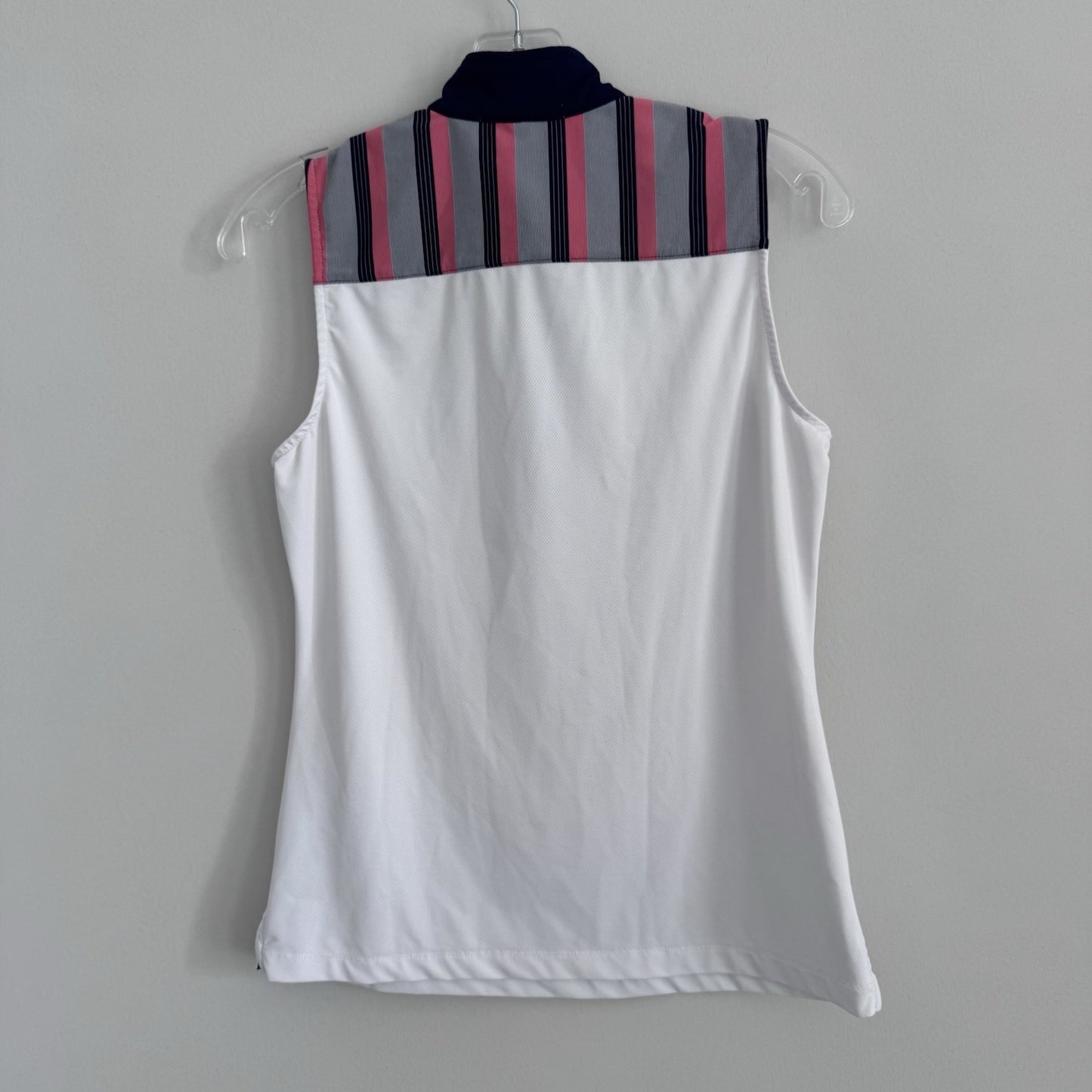 Fairway & Greene Sleeveless Golf Polo Top Women’s S White Striped Collar
