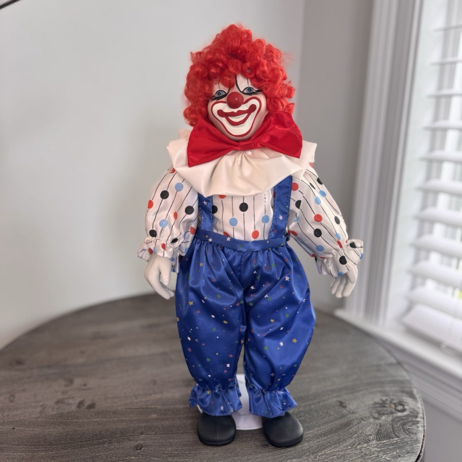 Vintage Circus Parade Porcelain Clown Doll 16" Red Hair Hand Painted Bisque Tag