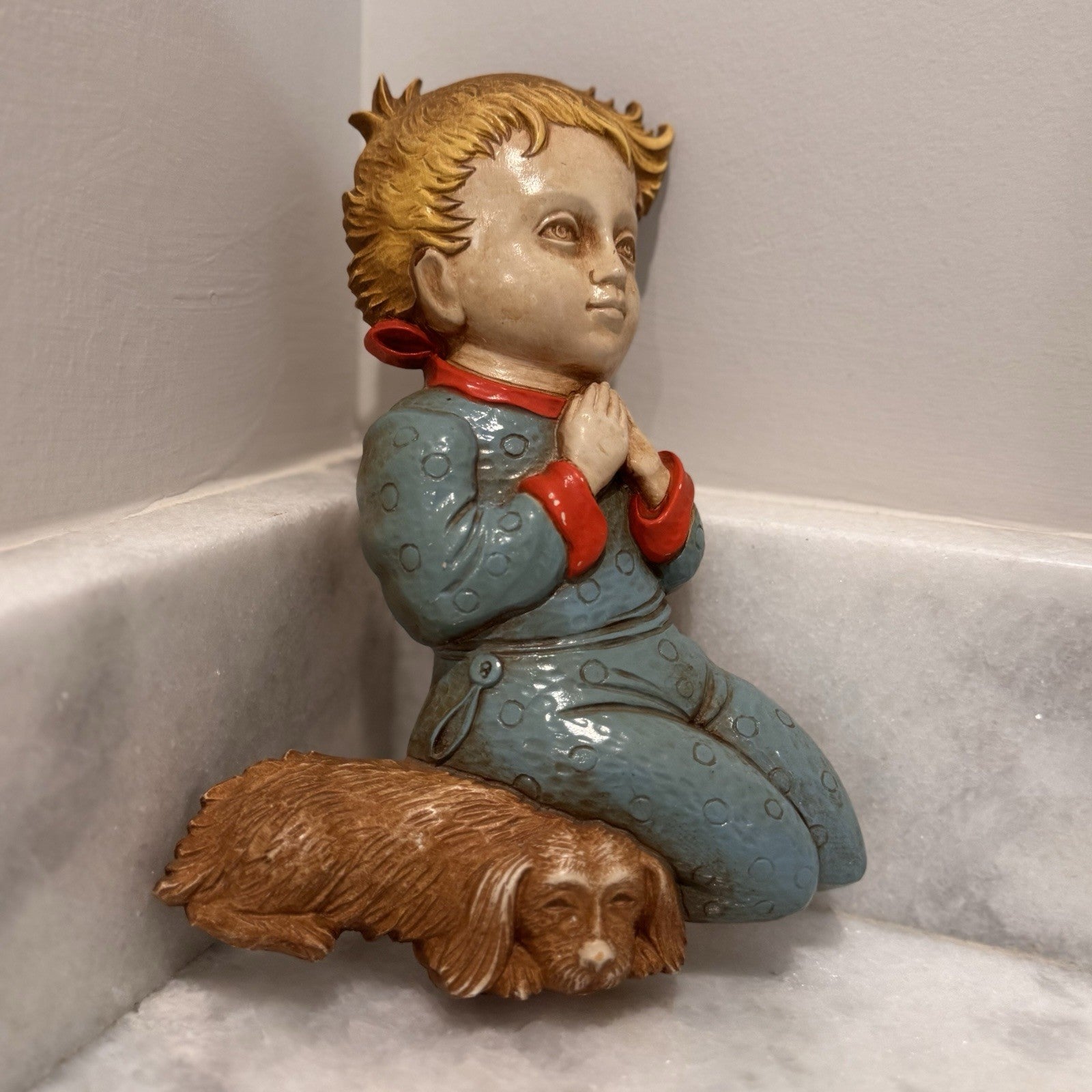 Vintage HOMCO Praying Boy and Girl Wall Plaques 7496 Set 1977 Dart Ind Retro