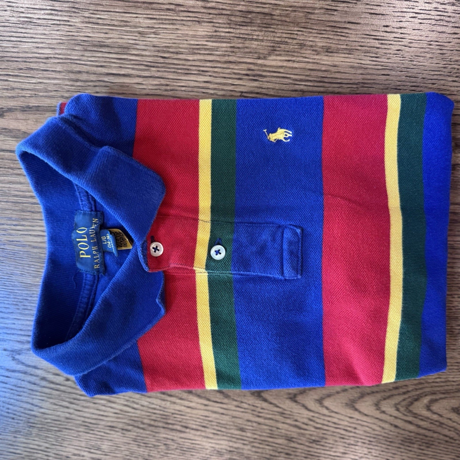 Polo Ralph Lauren Boys L (14-16) Multicolor Striped Polo Shirt 100% Cotton