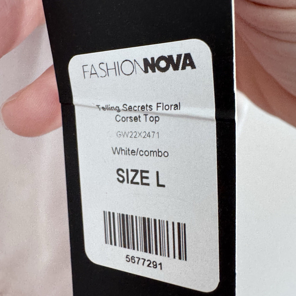 Fashion Nova Floral Corset Top White Red Size L NWT Bustier Y2K