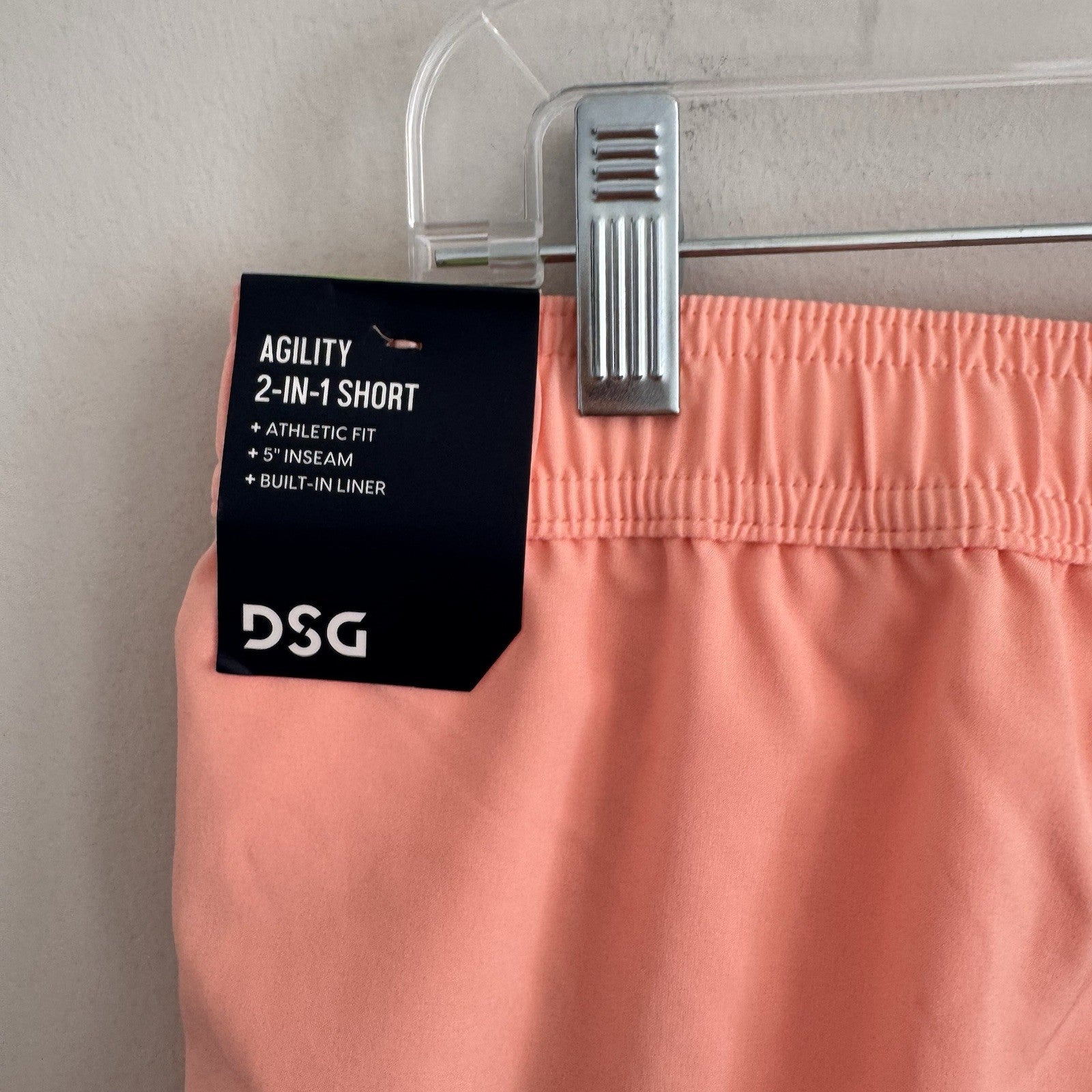 DSG Men's Large 5" Agility 2-in-1 Running Shorts NWT Pink Ray Athletic Fit Liner