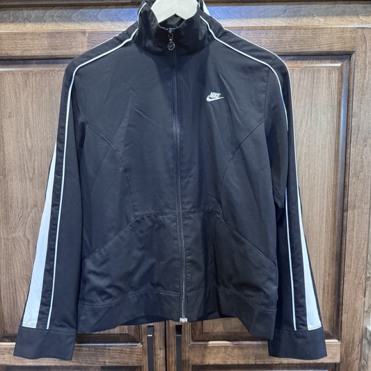 Vintage Nike Black Full Zip Track Jacket Women’s Medium M Retro Swoosh VTG Style