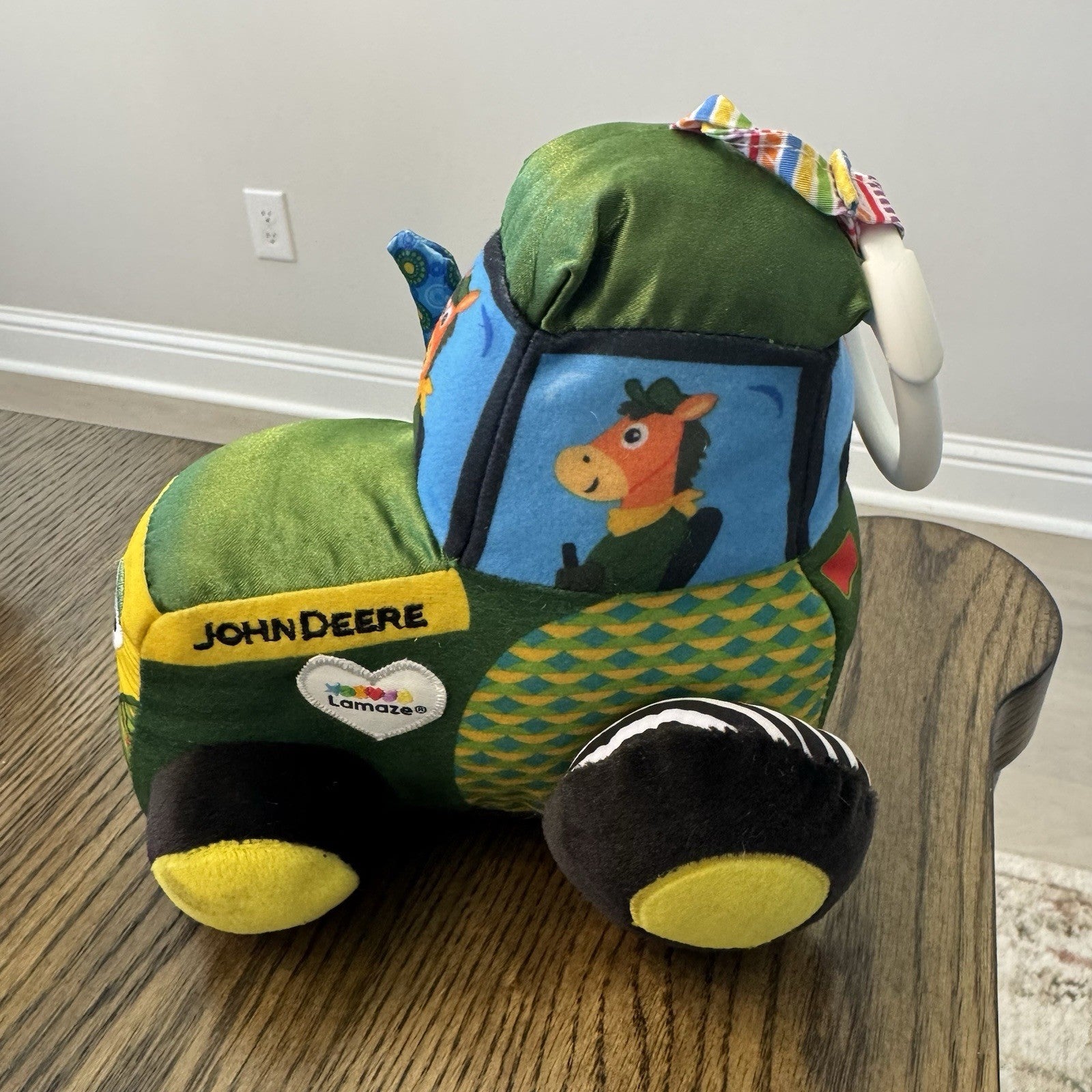 Tony Lamaze John Deere Clip & Go Tractor Baby Plush Stroller Crinkle Toy