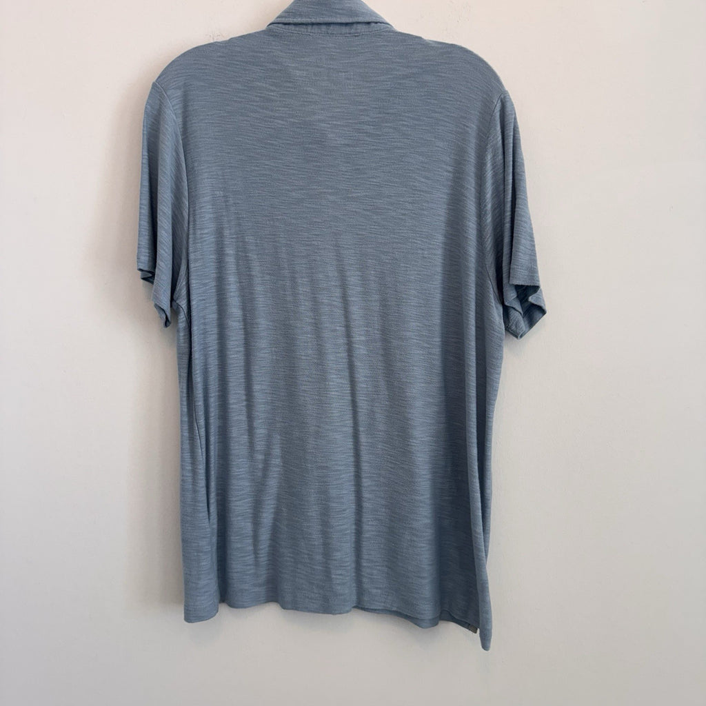 Free Fly Bamboo Performance Polo Shirt Men’s Small Blue Heathered Pocket