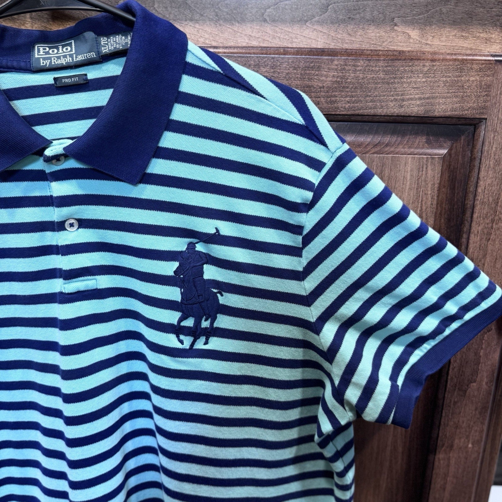 Polo Ralph Lauren Men’s Custom Slim Fit Striped Polo Shirt Blue Navy xLarge Pony