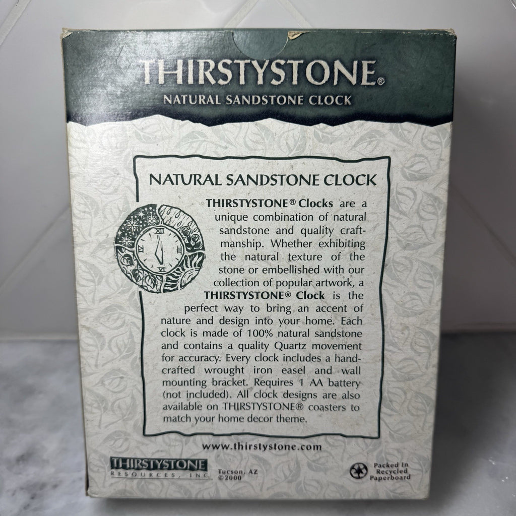 Thirstystone Leopard Print Natural Sandstone Clock New In Box USA