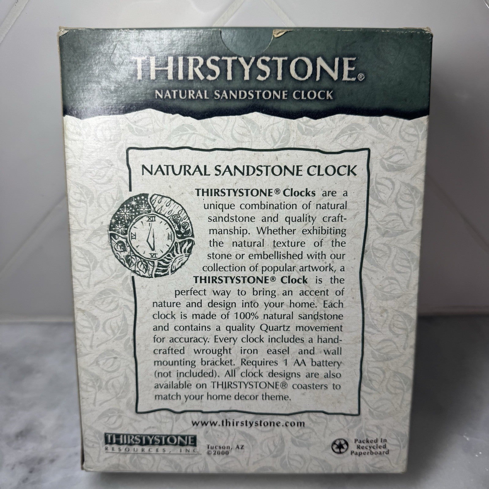 Thirstystone Leopard Print Natural Sandstone Clock New In Box USA