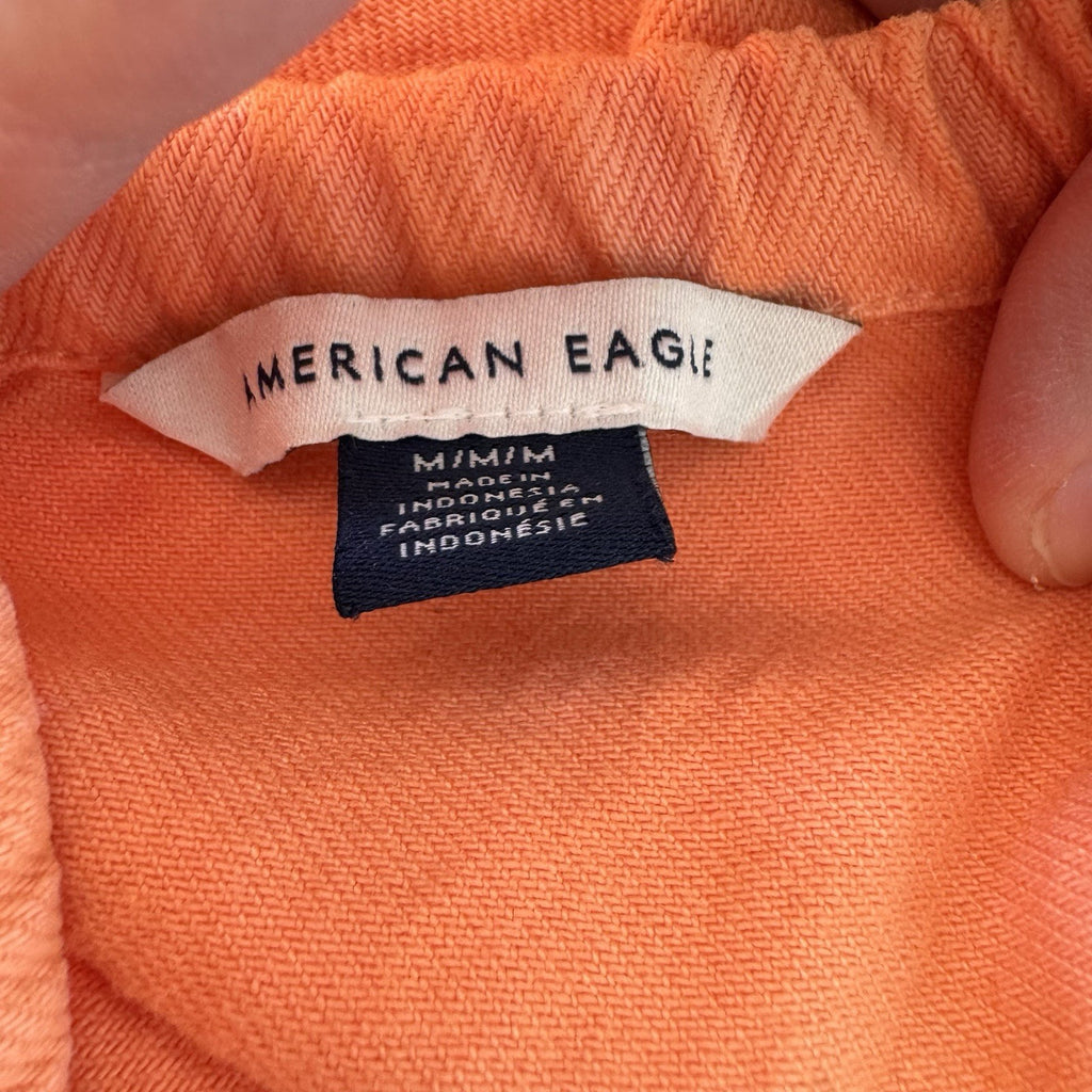 American Eagle Orange Denim Fit & Flare Dress Medium M Sundress Criss Cross Back