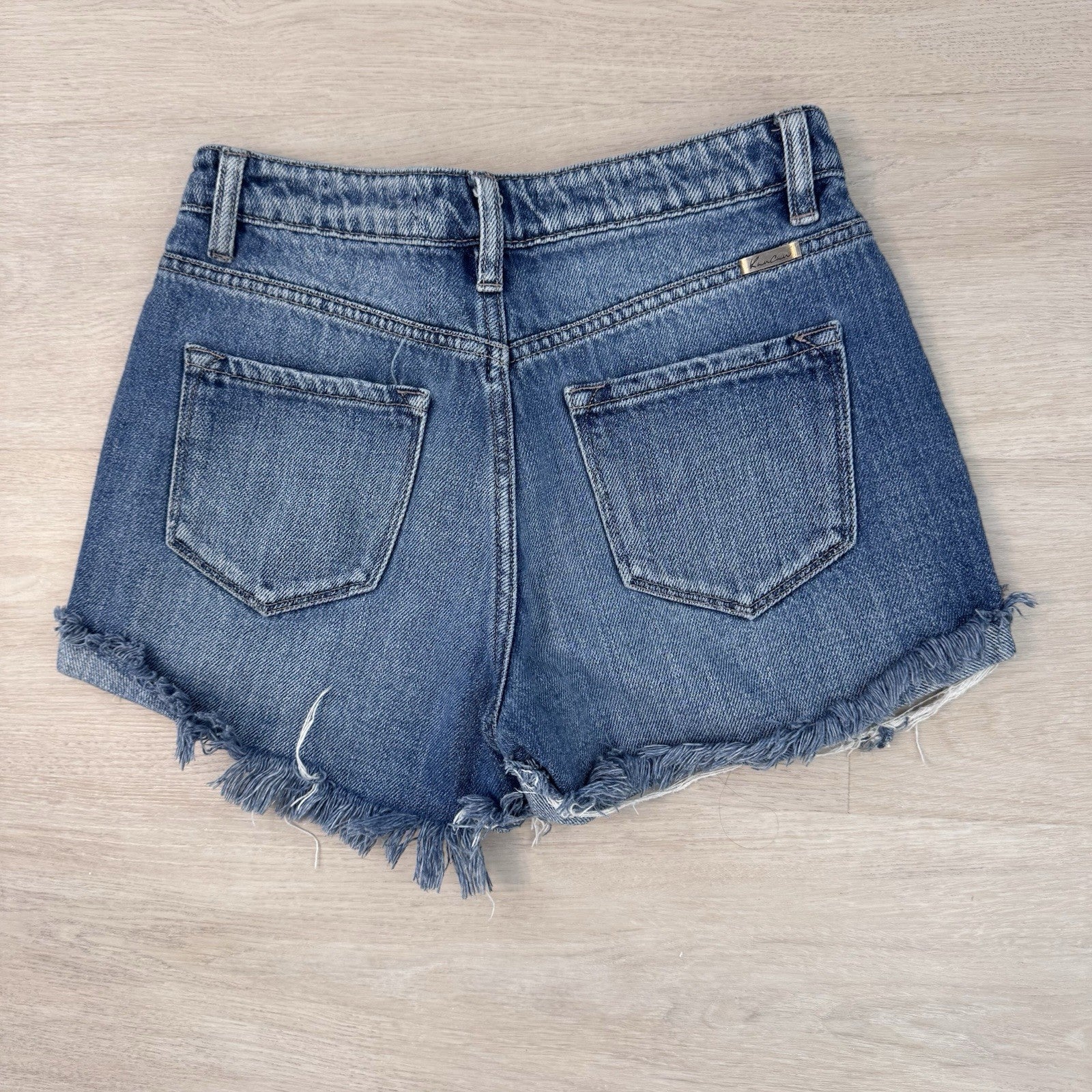 KanCan Distressed Denim Shorts Women’s Small Button Fly Raw Hem Festival