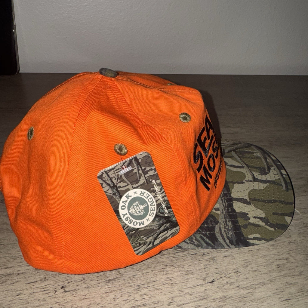 Seager Mossy Oak Blaze Orange Hunting Snapback Hat Cap NWT Treestand Camo