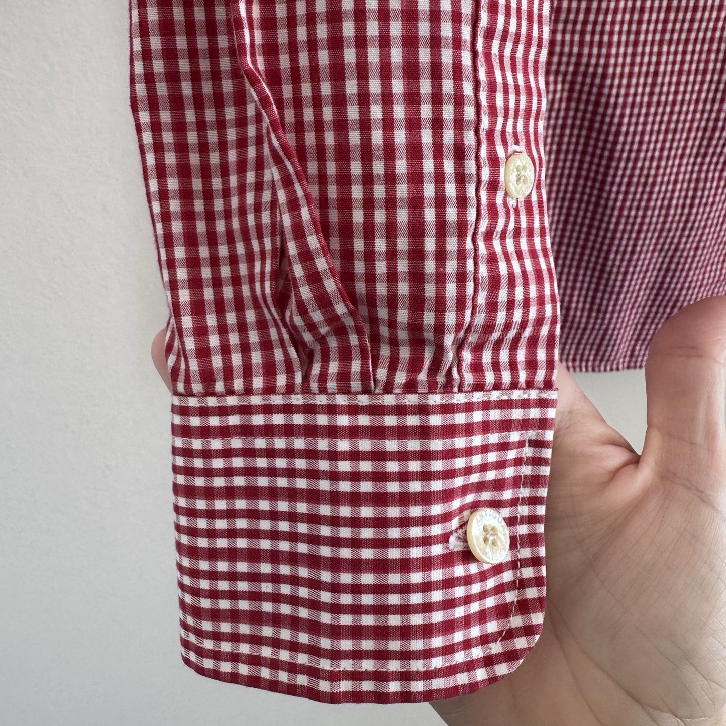 Antigua UL Lafayette Button Down Shirt Small Red Gingham Long Sleeve Logo