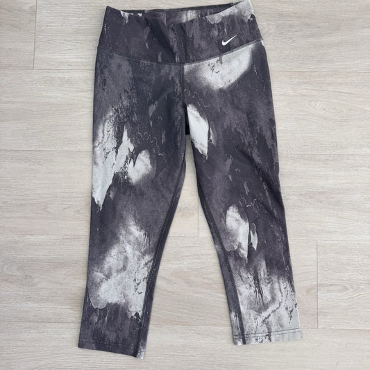 Nike Dri-Fit Leggings Women Small Gray Black Abstract Print Recycled Stretch 