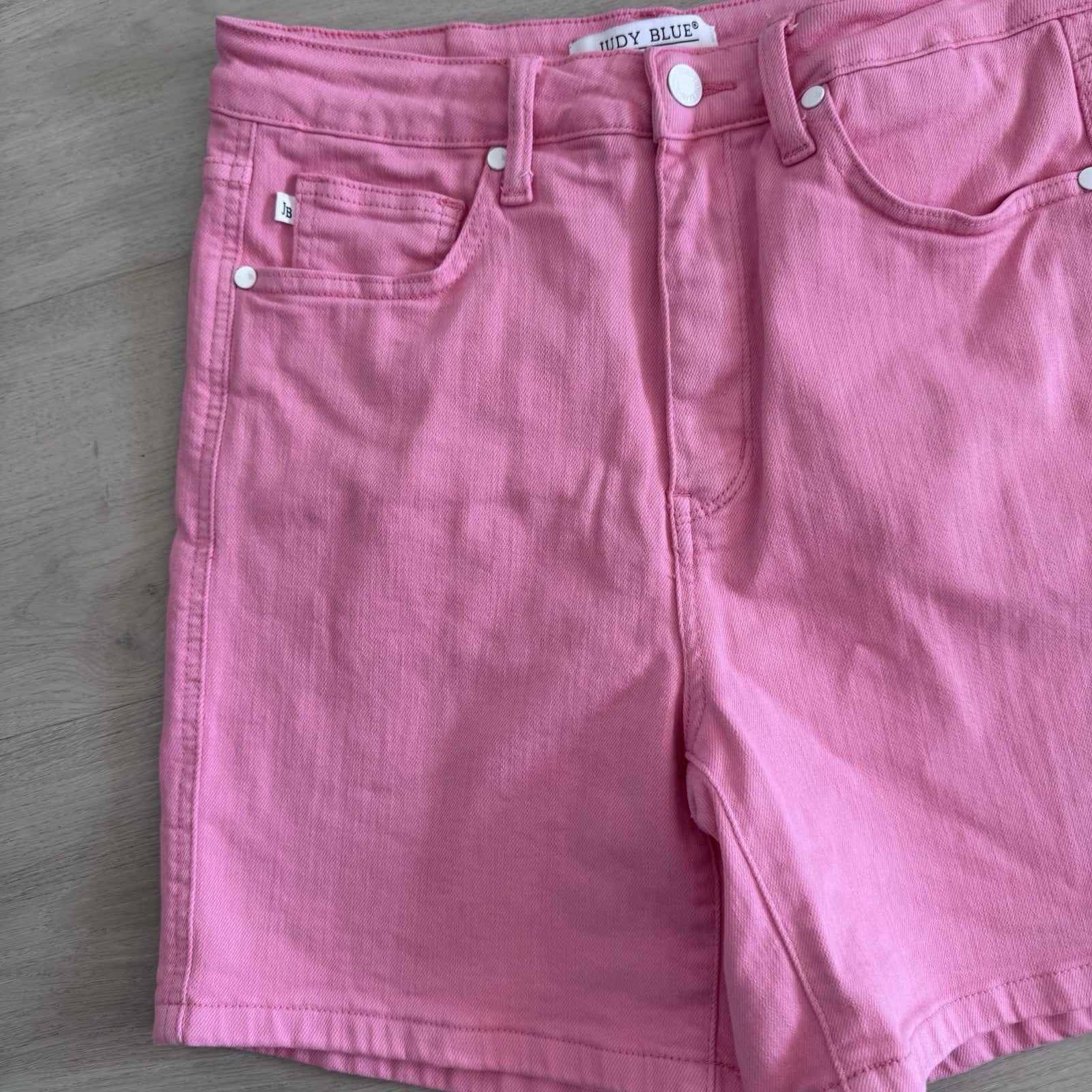 Judy Blue Pink Denim Shorts L Garment Dyed Stretch
