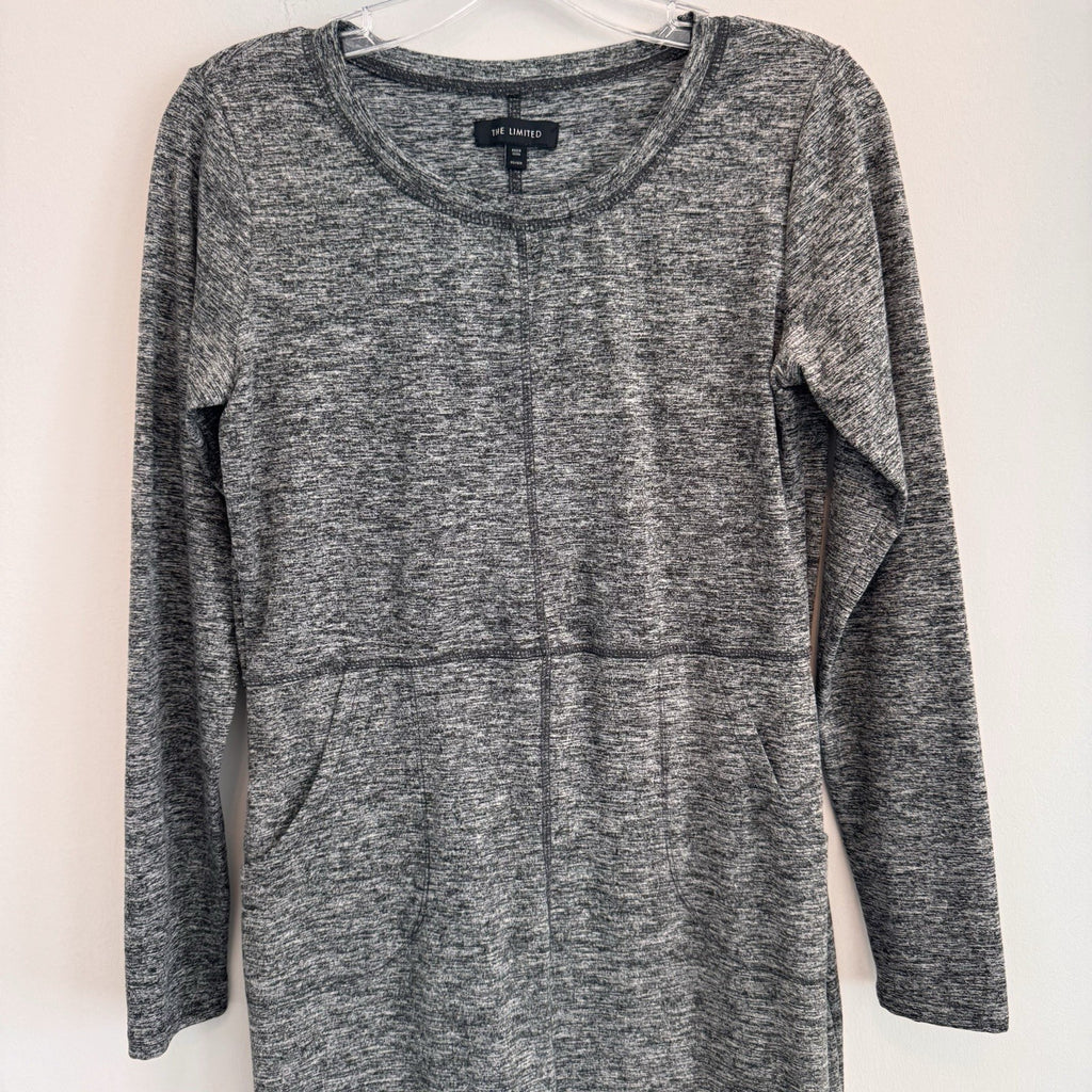 The Limited Gray Space Dye Active Dress XS Pockets Long Sleeve Heathered