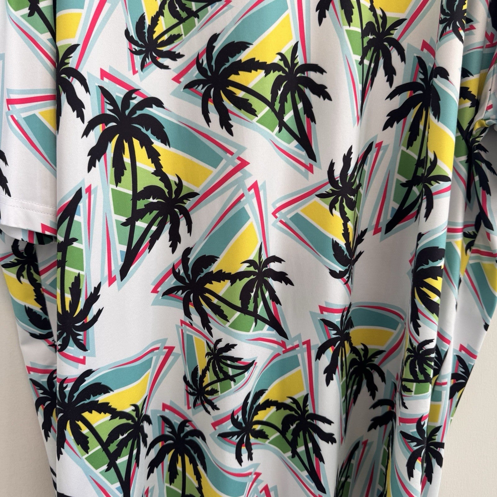 Proud Ninety Golf Polo Shirt Men's Size 3X Retro Palm Tree Geometric 90s Style