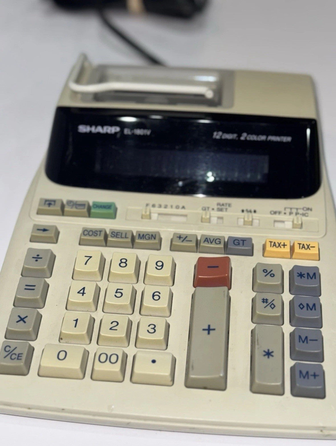 Sharp EL-1801V Portable 12 Digit 2 Color Serial Printing Calculator Tested Works