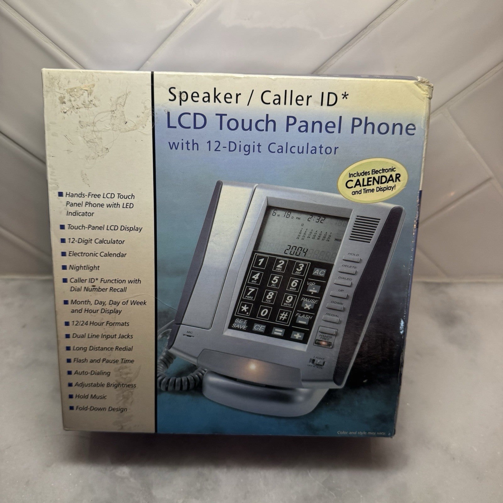LCD Touch Panel Speaker Phone Caller ID 12 Digit Calculator NIB Vintage