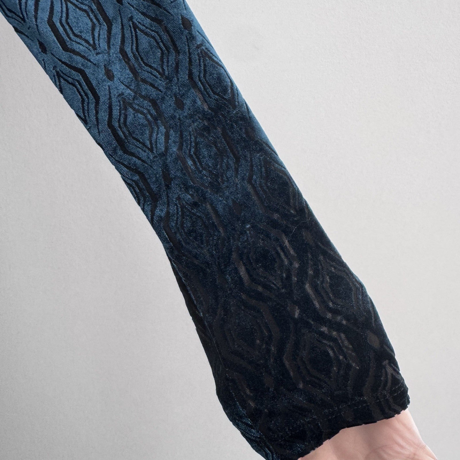 Altar’d State Velvet Wrap Dress S Teal Long Sleeve Ruched Bodycon